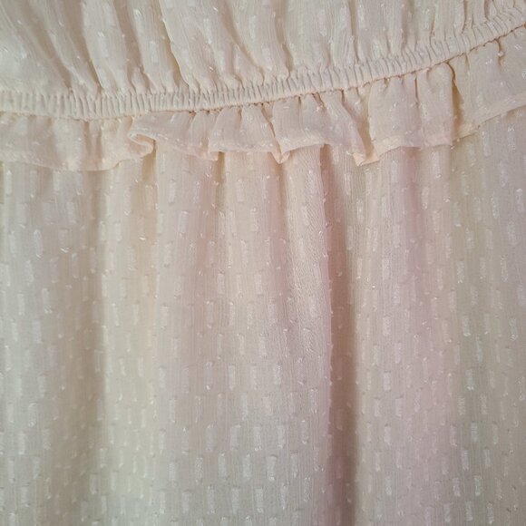 BLU PEPPER WOMEN'S PEASANT BABYDOLL CREAM BLOUSE TEXTURED FLOWY SZ LARGE - Picture 4 of 11